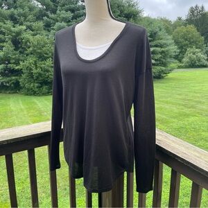 Vince tunic top lagenlook basic simple lightweight thin black white XS
